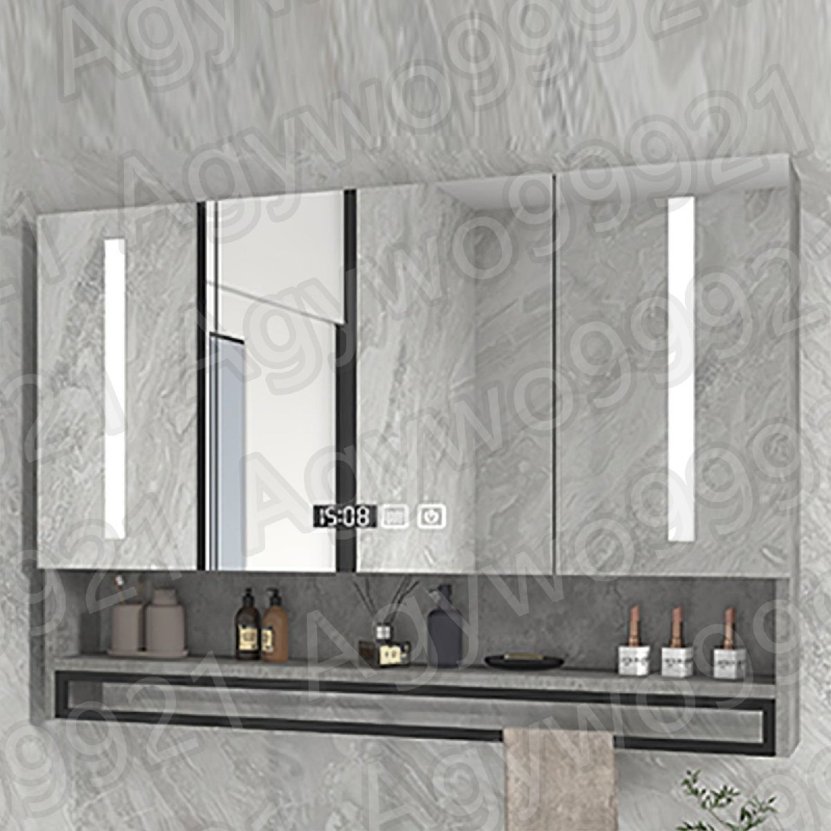 スマートミラーキャビネット LEDライト付き洗面化粧台 曇り止め洗面鏡洗面台 防水鏡浴室鏡 バスルームミラーキャビネット 高さ80cm 幅80cm