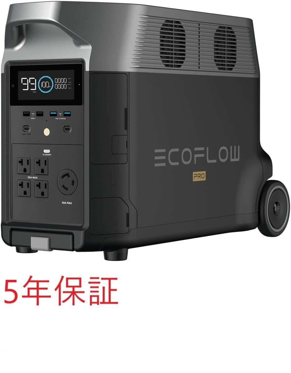 EcoFlow DELTA Pro リン酸鉄リチウムイオン電池ポータブル電源 3600Wh 出力3000W サージ6000W パススルー 5年保証 引取可 おまけカバー付