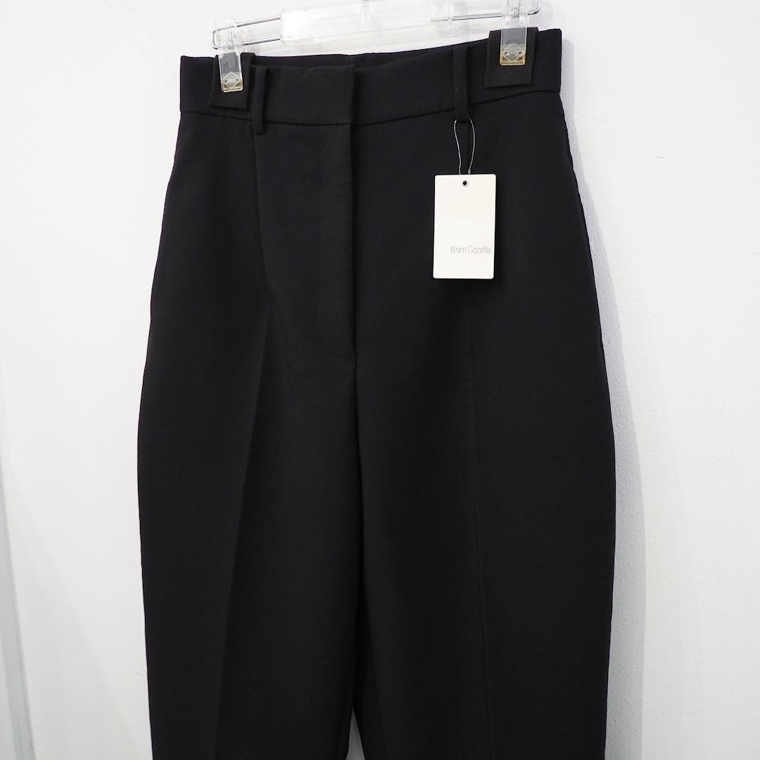 新品 定価37400円 ウィムガゼット 24aw 秋冬 センタープレス テーパード パンツ 黒 ブラック 36 レディース S M ハイウエスト スラックス