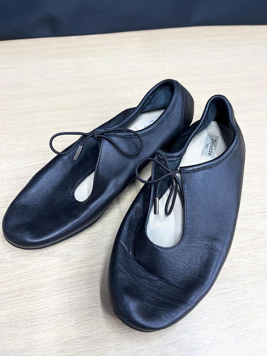 repetto レペット CUIR VERITABLE パンプス ブラック 38 1/2　収納袋付 バレエシューズ