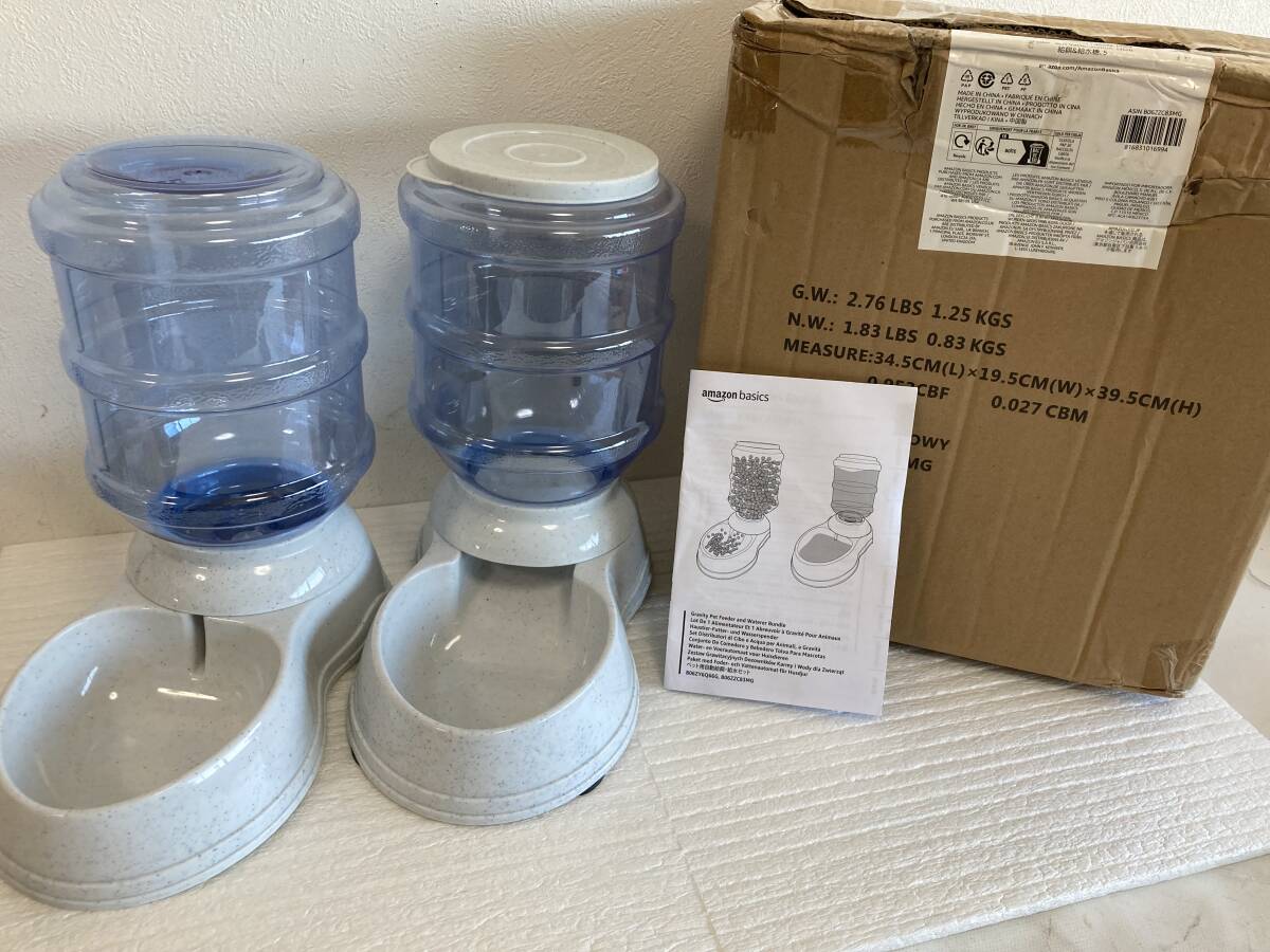 2601172 自動給餌 水飲み器 動式 Sサイズ 小 各4Ｌ グレー 未使用品 小型犬