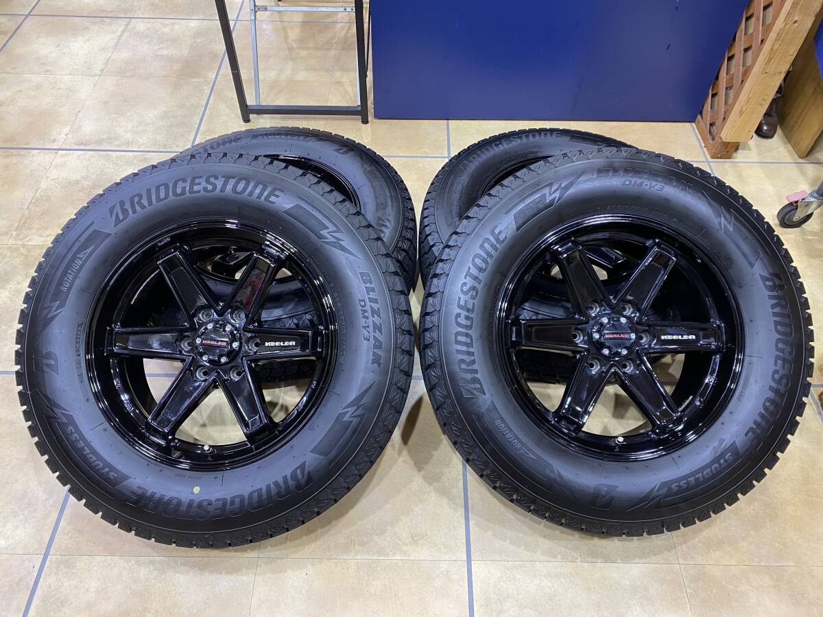 ■ 良好 ブリザック DM-V3 265/65R18 Weds KEELER アルミホイール 18×8J 6H 139.7 +25 ハブ径106㎜ ブリヂストン スタッドレス 4本　 