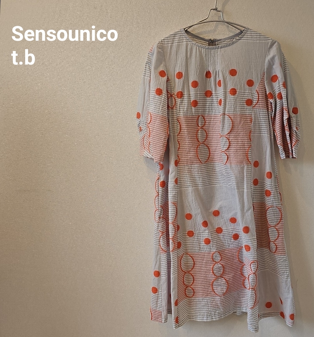 センソユニコ Sensounico t.b ティービー シンプル Aライン ワンピース コットン ワンピース ナチュラル サイズ38■J3mar6