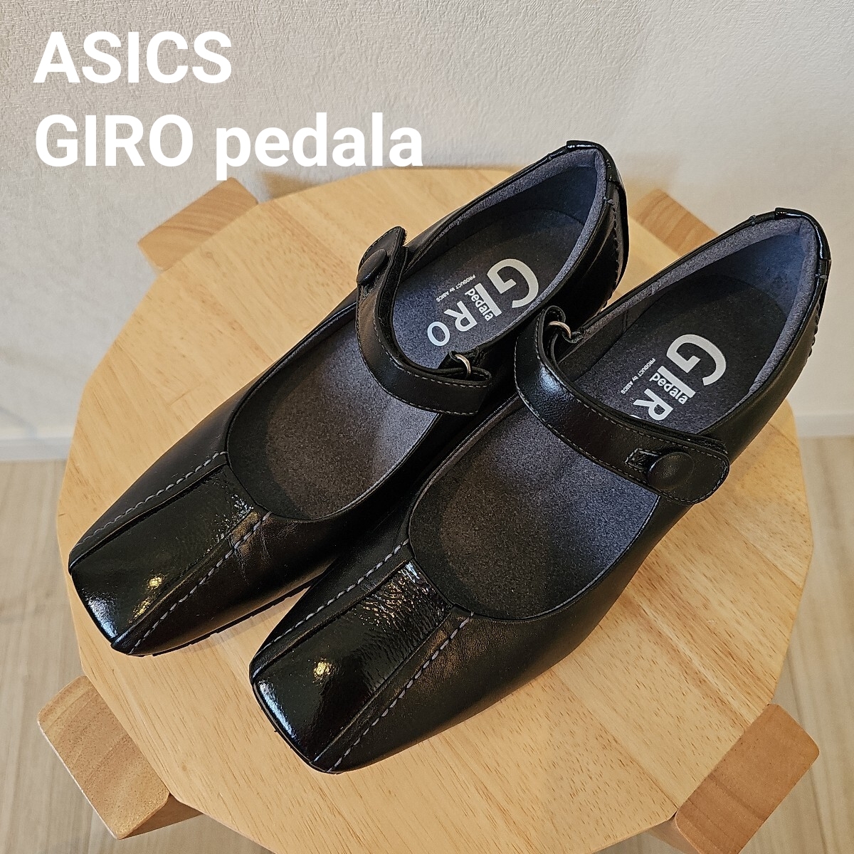 アシックス ASICS ジーロ GIRO ペダラ pedala ストラップパンプス メリージェーン ウェッジソール　黒■J1mar4