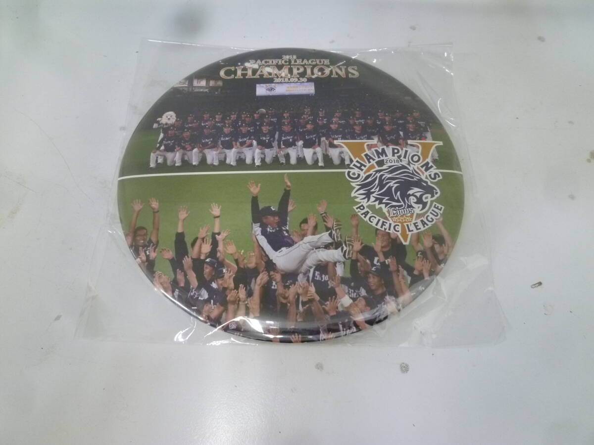＃42698 【長期保管品】 埼玉西武ライオンズ 2018 リーグ優勝記念 デカ缶バッジ パ・リーグ チャンピオン