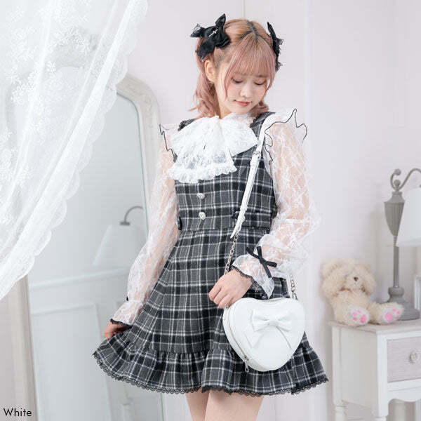 ■DearMyLove■ミニハートショルダーバッグ ホワイト白■ロリータロリィタゴスロリガーリー量産型地雷系完売品リボンポシェット合成皮革