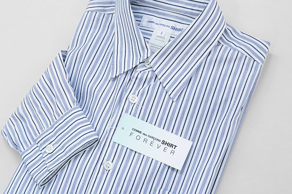 COMME des GARCONS SHIRT *FOREVER ストライプ 長袖シャツ ネイビー/ホワイト Sサイズ ◆下げ札付 コムデギャルソンシャツ ◆XE7