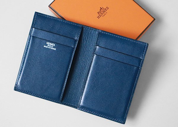 HERMES ◆ ユークリッド カードケース ネイビー (箱入り) レザー 名刺入れ ICカード パスケース 定期入れ エルメス ◆C1