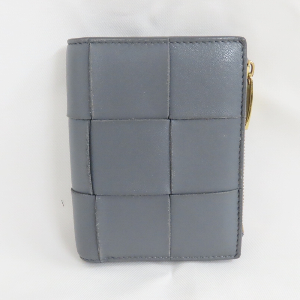 Ts804401 ボッテガヴェネタ 財布 カセット スモール 二つ折りウォレット レディース グレー BOTTEGAVENETA 中古