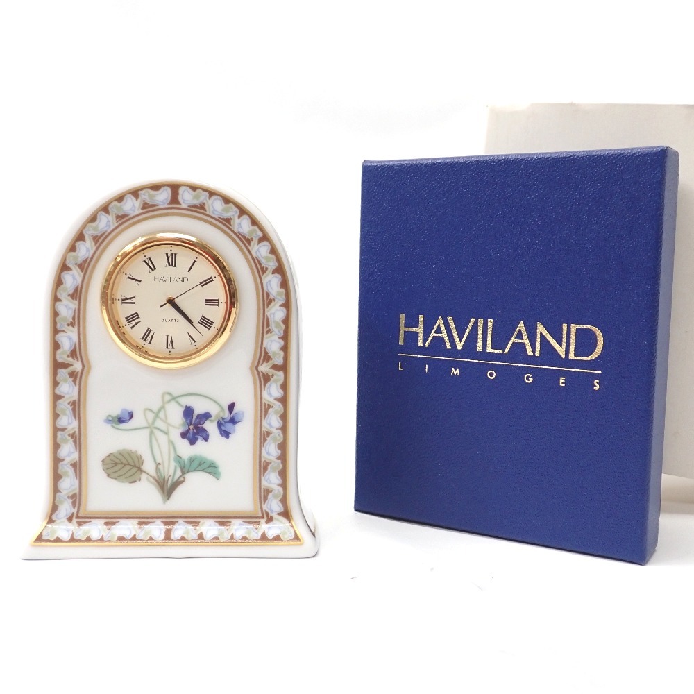 Ft637241 アビランド 置時計 陶器 スミレ ユジェニー 中古