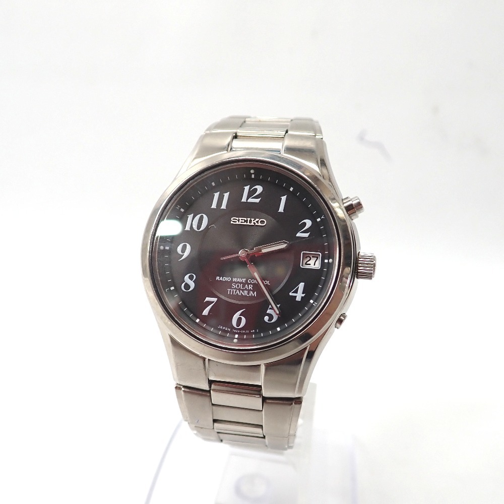 Ft637492 セイコー 腕時計 ソーラー電波時計 SPIRIT スピリット 7B22-0AD0 黒文字盤 メンズ SEIKO 中古