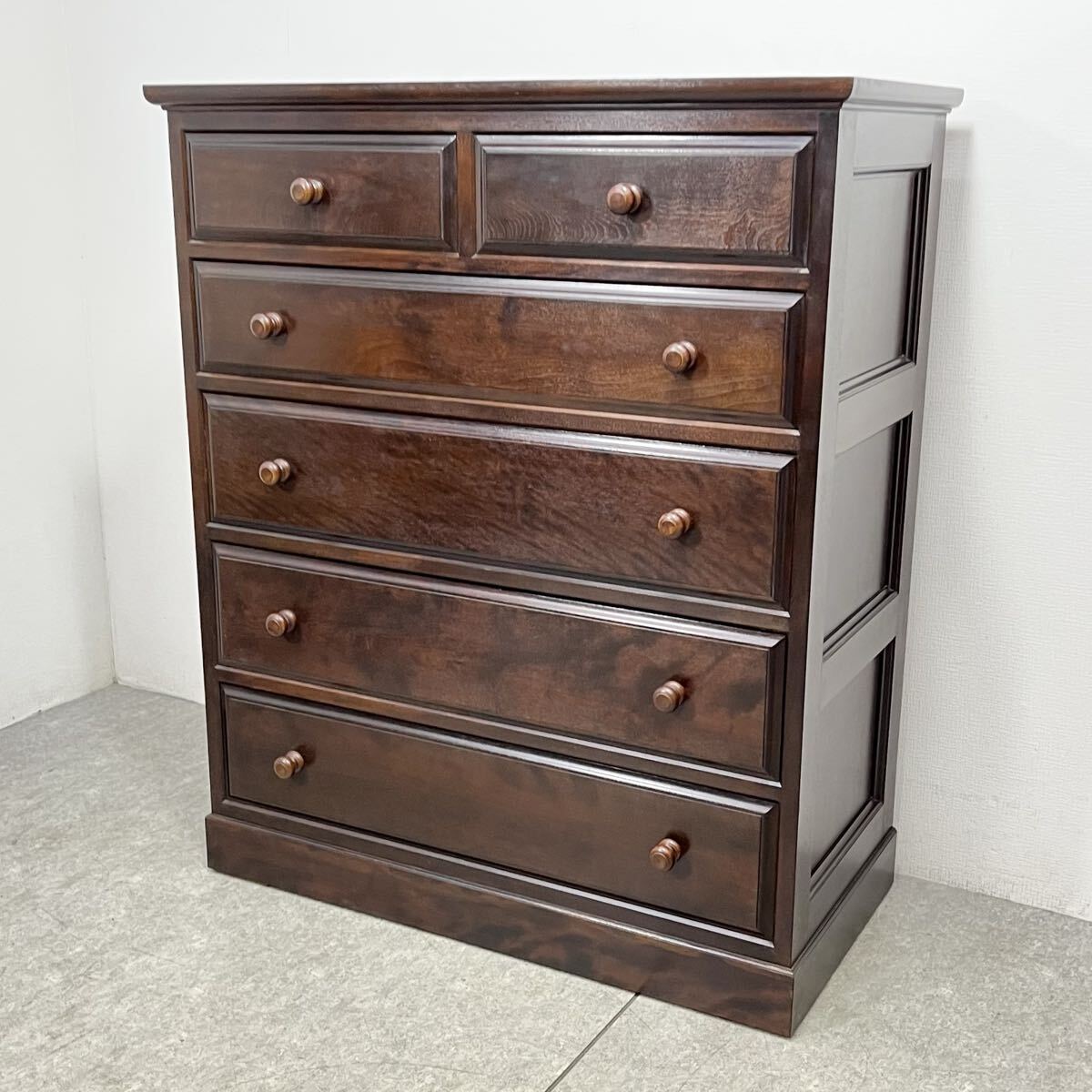 □ 松本民芸家具 5段 6杯 チェスト 整理箪笥 収納家具 箪笥 タンス 木製 引き出し たんす 整理タンス 和家具 民芸家具 □26011901K