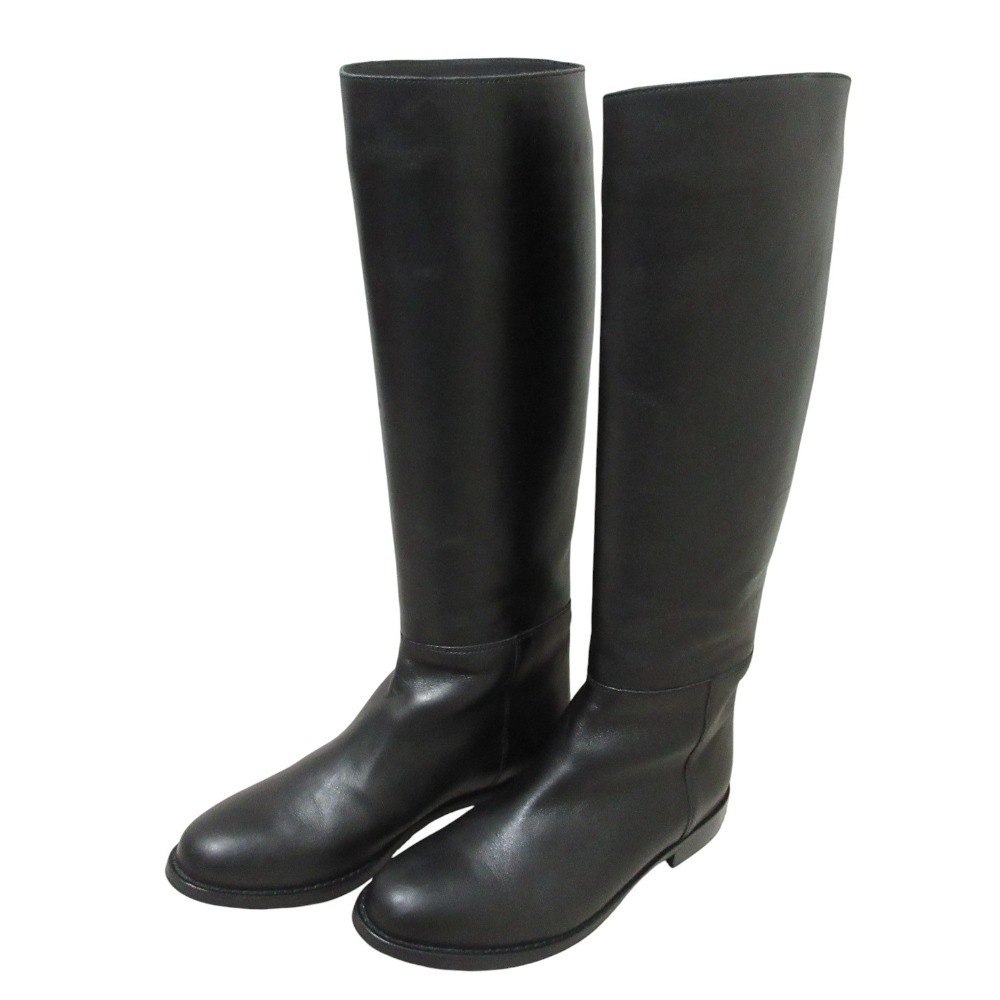 美品 FABIO RUSCONI ファビオルスコーニ レザー ロングブーツ サイズ38 約24cm ブラック