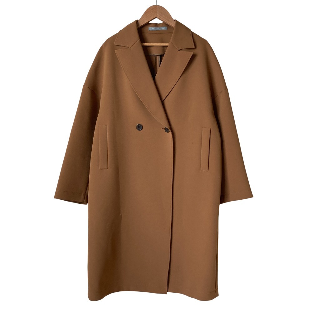 良品 Theory luxe セオリーリュクス ダブルブレスト チェスターコート 38 ブラウン