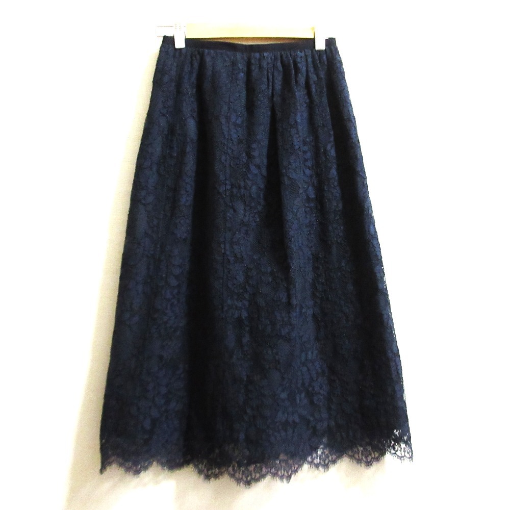 良品 Drawer ドゥロワー レーススカート サイズ36 ネイビー