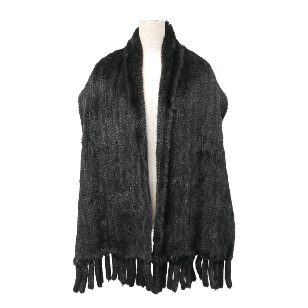 美品 Mink ミンク ストール ミンクファー フリンジ ショール マフラー ティペット