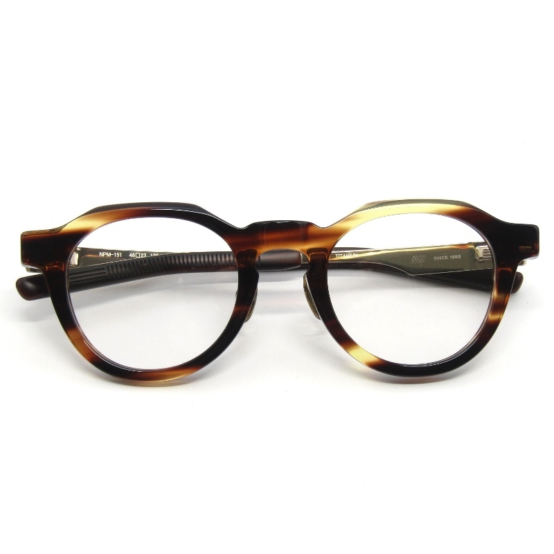 未使用 999.9 フォーナインズ メガネフレーム NPM-151 日本製 クラウンパント 8161 アンバーササ/ホワイトゴールド 65009463