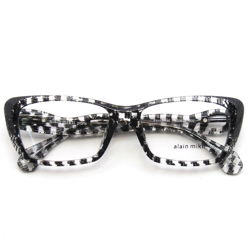 未使用 alain mikli アランミクリ メガネフレーム A03522 イタリア製 002 New damier black transparent/black 61004492