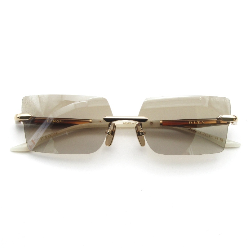 美品 DITA ディータ サングラス EYMORI DTS462-A-01 日本製 ツーポイント 多角形 コンビ White Gold /Golden Timber 65009619