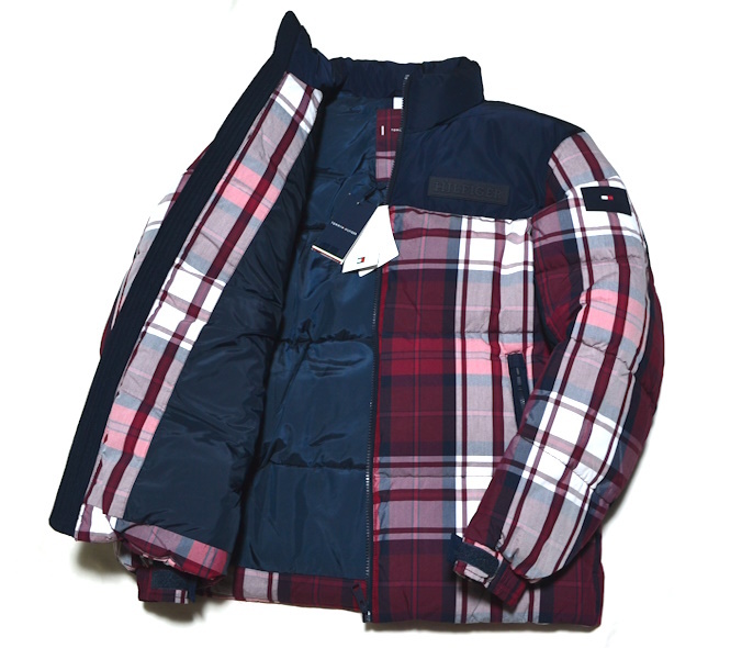 【新品】定価5.3万 Mサイズ TOMMY HILFIGER トミーヒルフィガー 人気ニューヨークチェック柄ブルゾン 防寒パファージャケット 9782