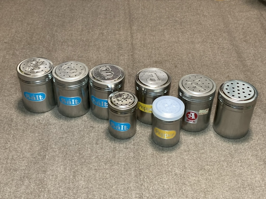 【新品・未使用】TKG 18-8 ステンレス製 調味料缶 「8点セット」 耐久性が高く、錆びにくい18-8ステンレス製