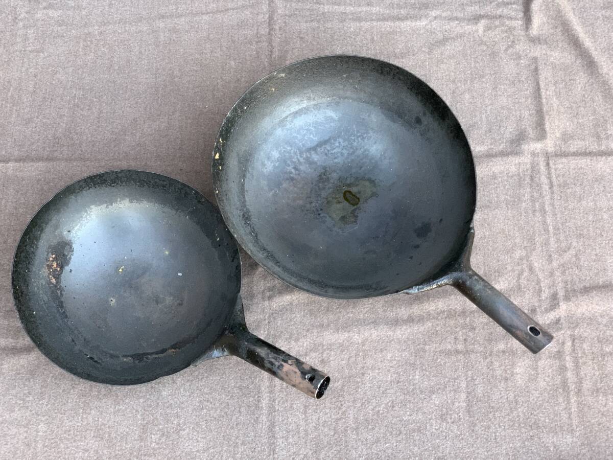 【中古品】鉄製の北京鍋・中華鍋 「2点セット」 