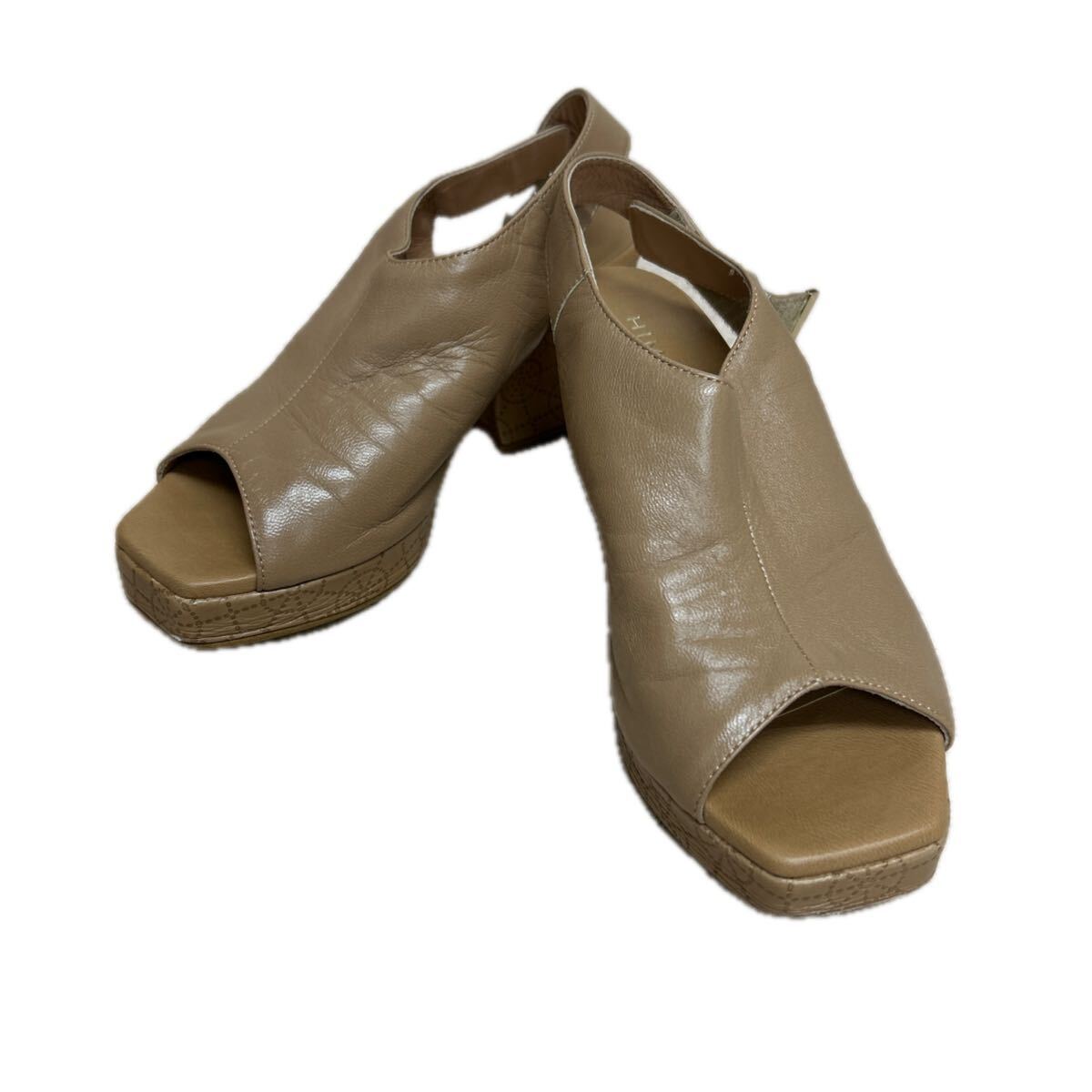 Q0446 HIMIKO ヒミコ レディース サンダル 茶 ライトブラウン 日本製 23.5cm 婦人靴 マジックテープ 着脱便利