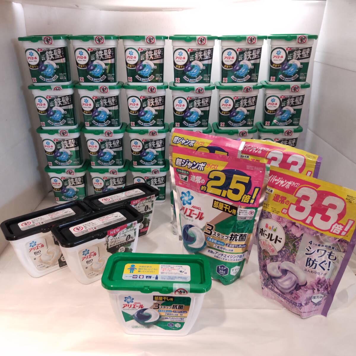 Y011505■未使用 アリエール ジェルボール 計490個 まとめ ラベンダー/レノア×ファブリーズ共同開発/部屋干し/漂白剤・合成着色料0％ 他■