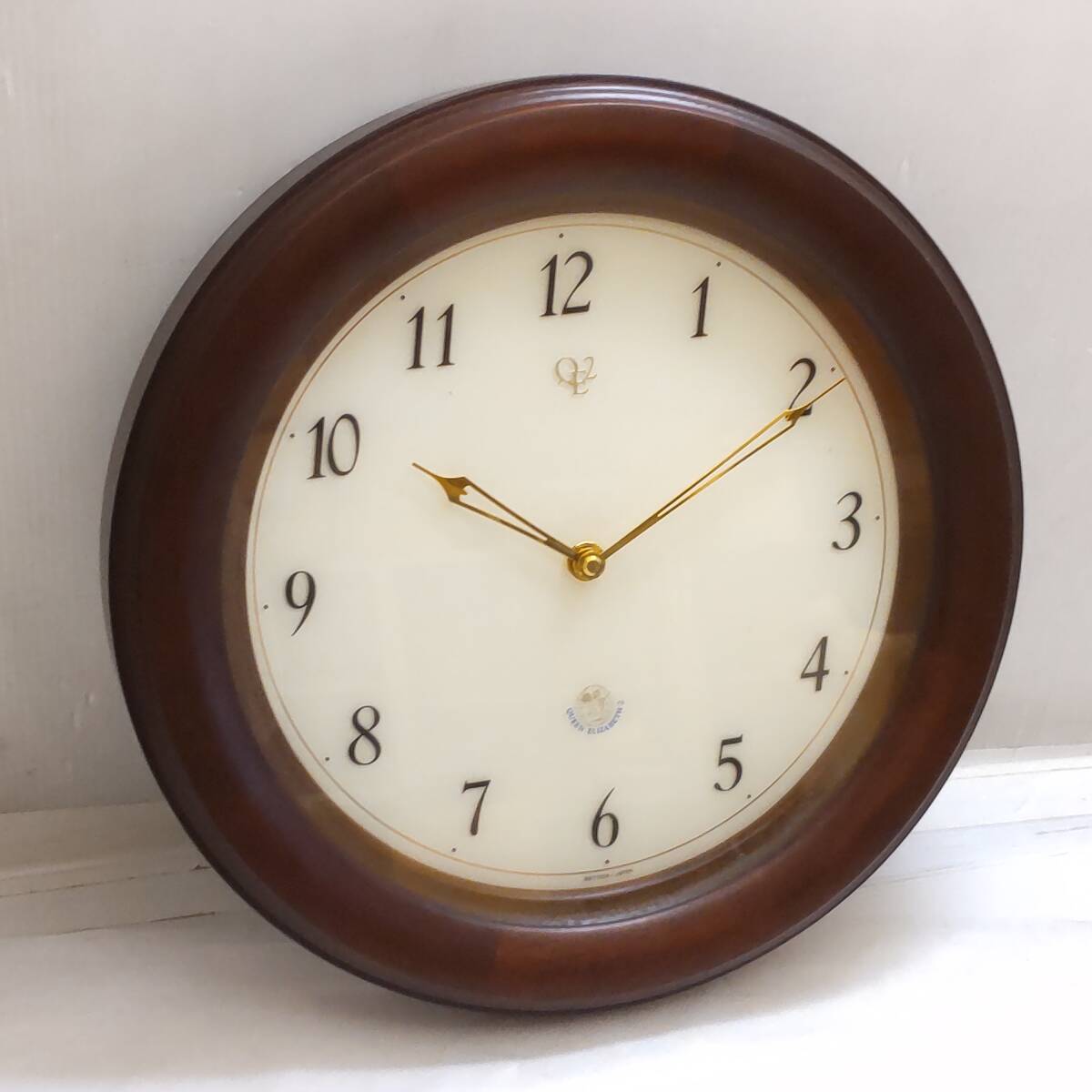 Y012707■動作確認済 Queen Elizabeth 2 クイーンエリザベス2 掛時計 直径約29cm 4MG971QE 2針 アナログ リズム時計工業■