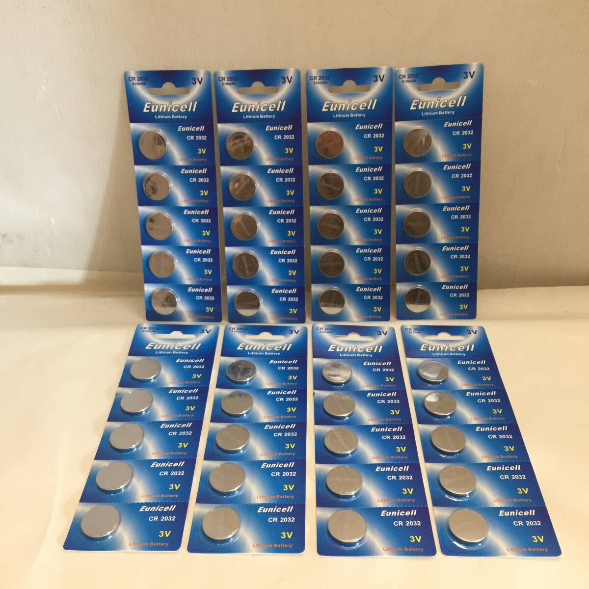 F102801◎CR2032 リチウムボタン電池 Eunicell 210mAh 3v コイン型電池 5個 8セット 合計40個 まとめ ジャンク◎