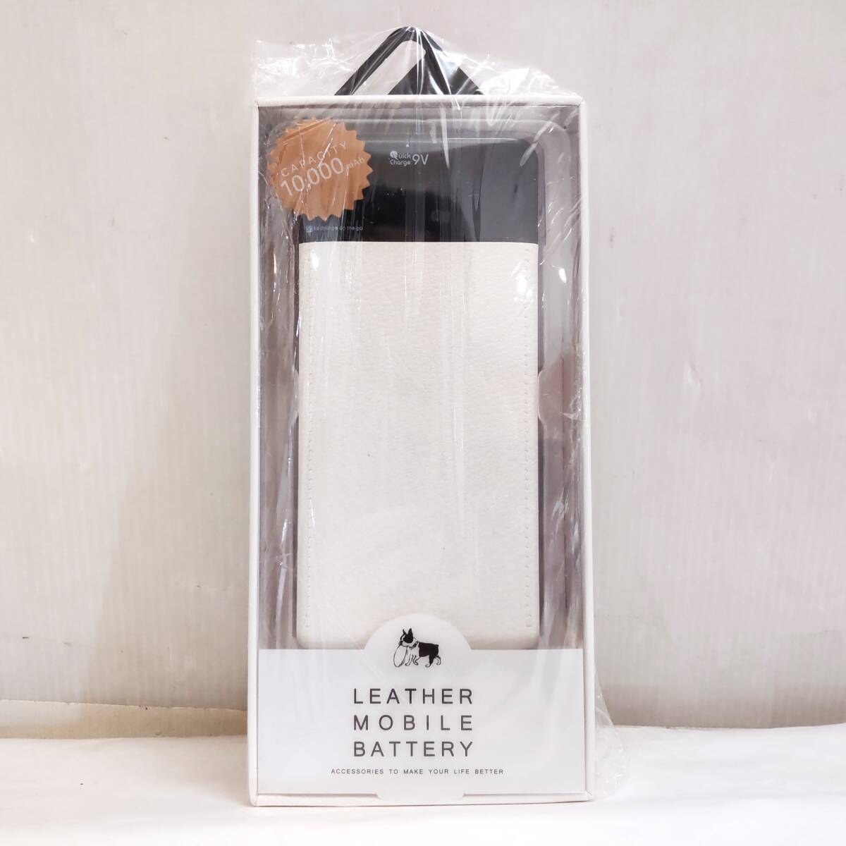 Y012805■ホワイト 未使用未開封品 レザー モバイルバッテリー CL-08WH リチウム充電器 10000mAh 藤本電業株式会社 クイックチャージ■