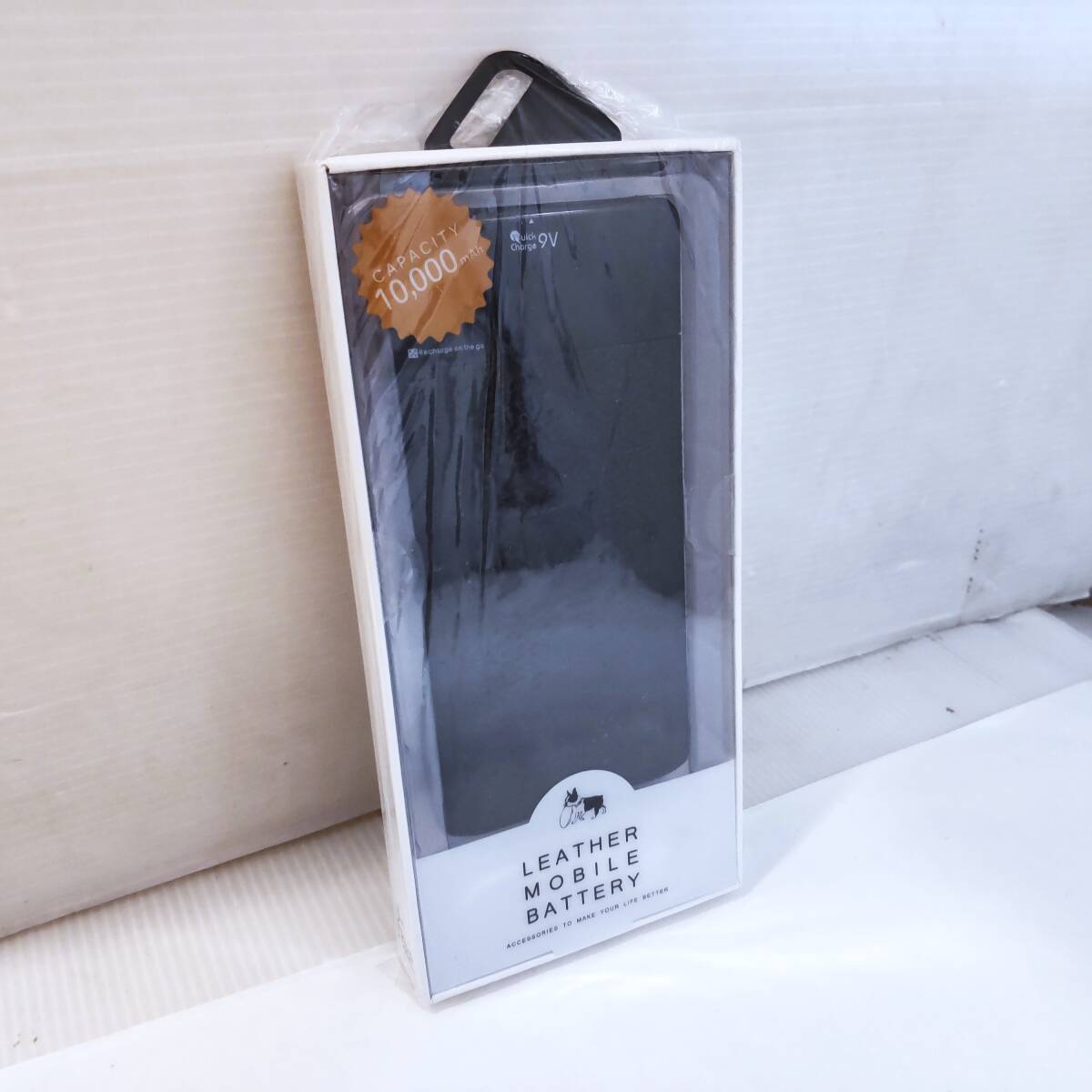 Y012806■ブラック 未使用未開封品 レザー モバイルバッテリー CL-08BK リチウム充電器 10000mAh 藤本電業株式会社 クイックチャージ■