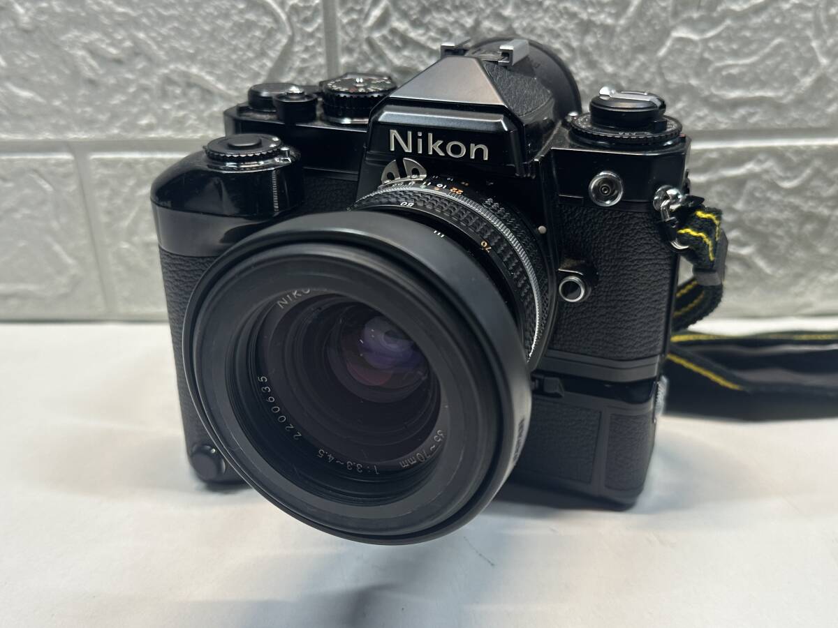 62T7010 Nikon ニコン FE 本体 F3.3-4.5 35-70mm レンズ MD-12 モータードライブ フィルムカメラ 動作未確認 現状品