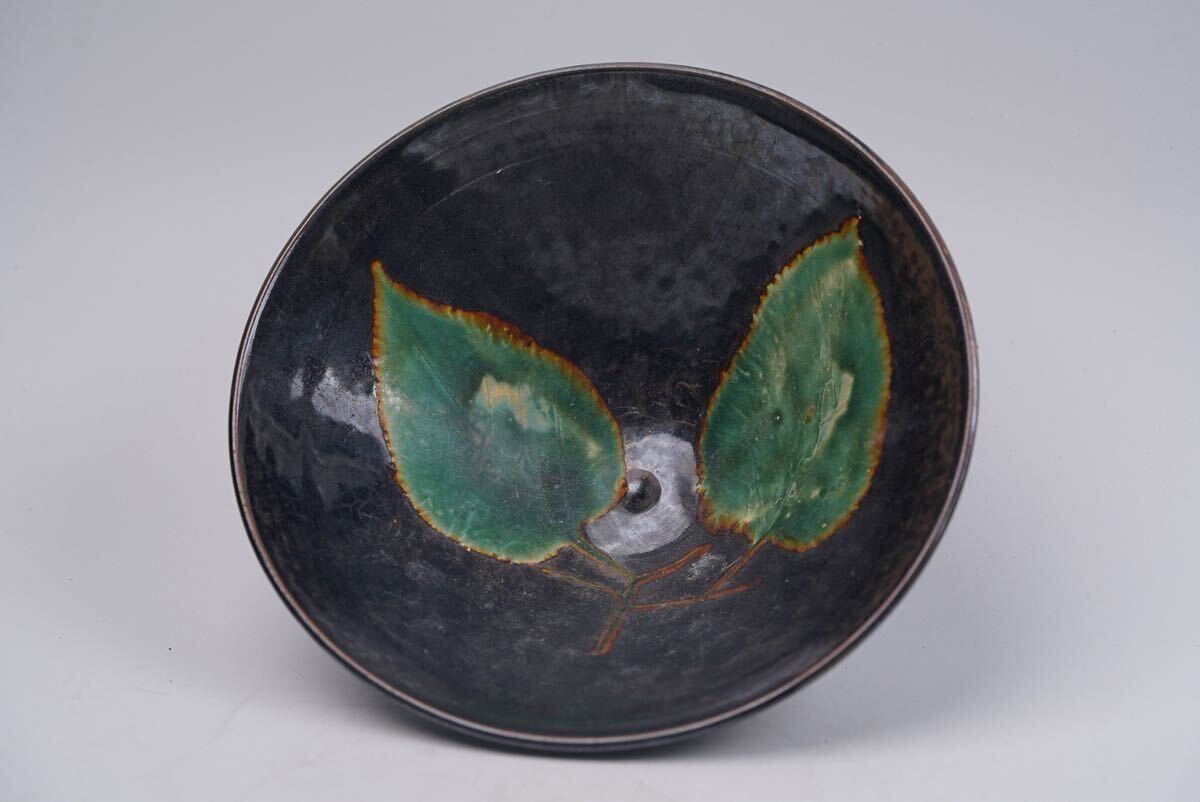 【萬古】中国古美術 宋時代 吉州窯 木葉 茶碗 時代物 古玩 骨董品 唐物 時代物 当時物 置物 茶道具 茶器 抹茶碗