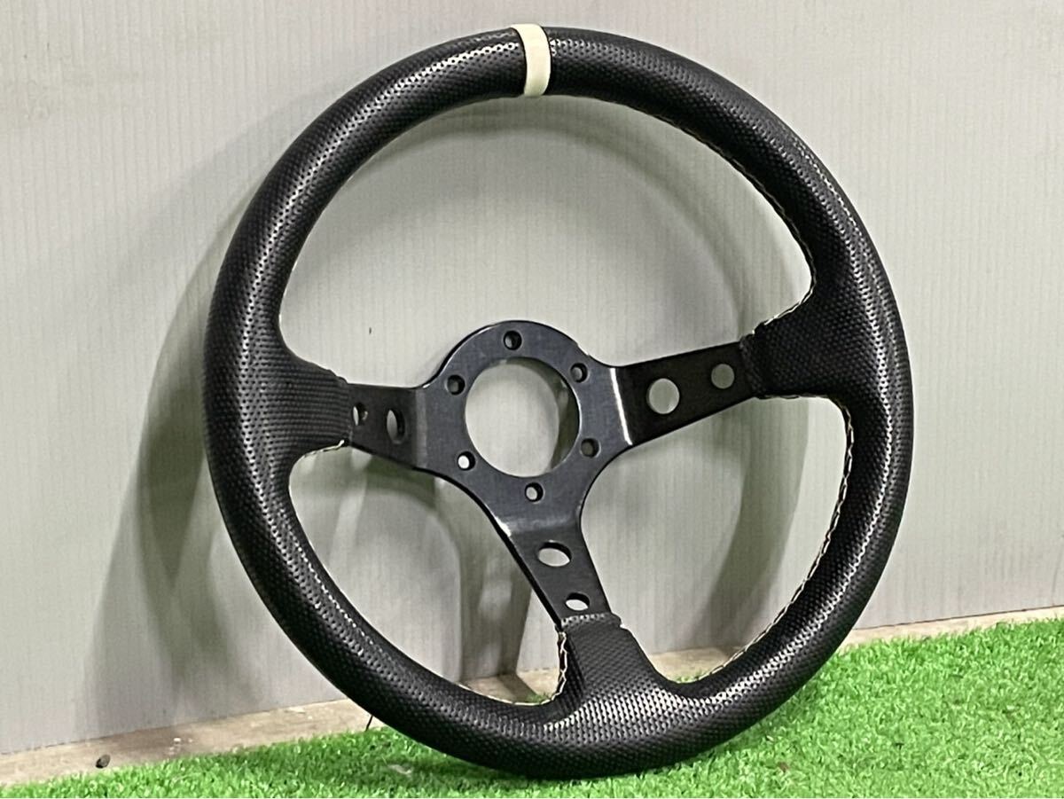 【スーパーセール！】社外 3スポーク ディープコーン ステアリング ハンドル ステアリングホイール 検索 ドリ車 旧車 MOMO モモ ナルディ 