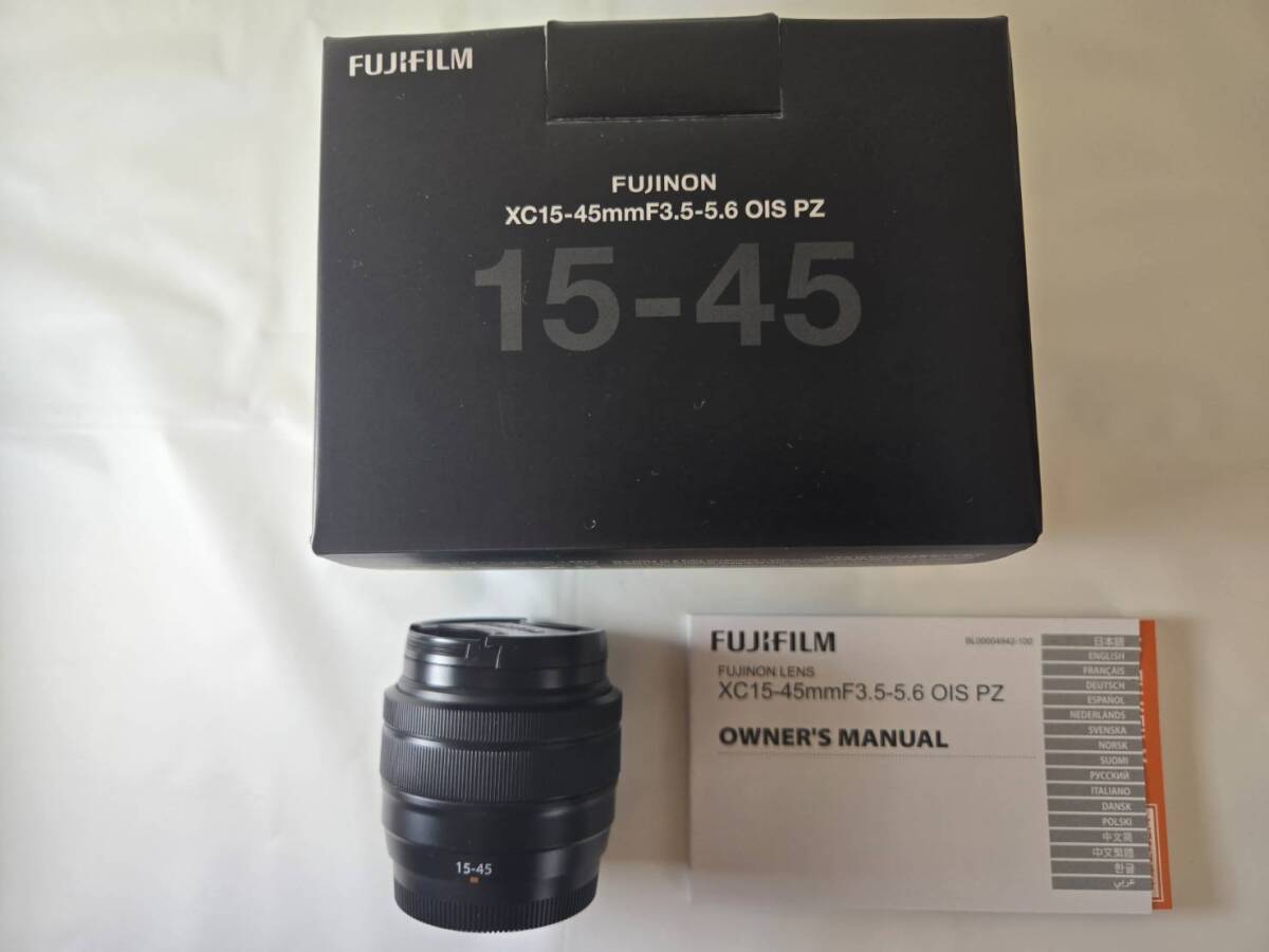 美品　FUJIFILM　Xマウント　元箱　　XC15-45mmF3.5-5.6 OIS PZ [ブラック] フィルター付き 　