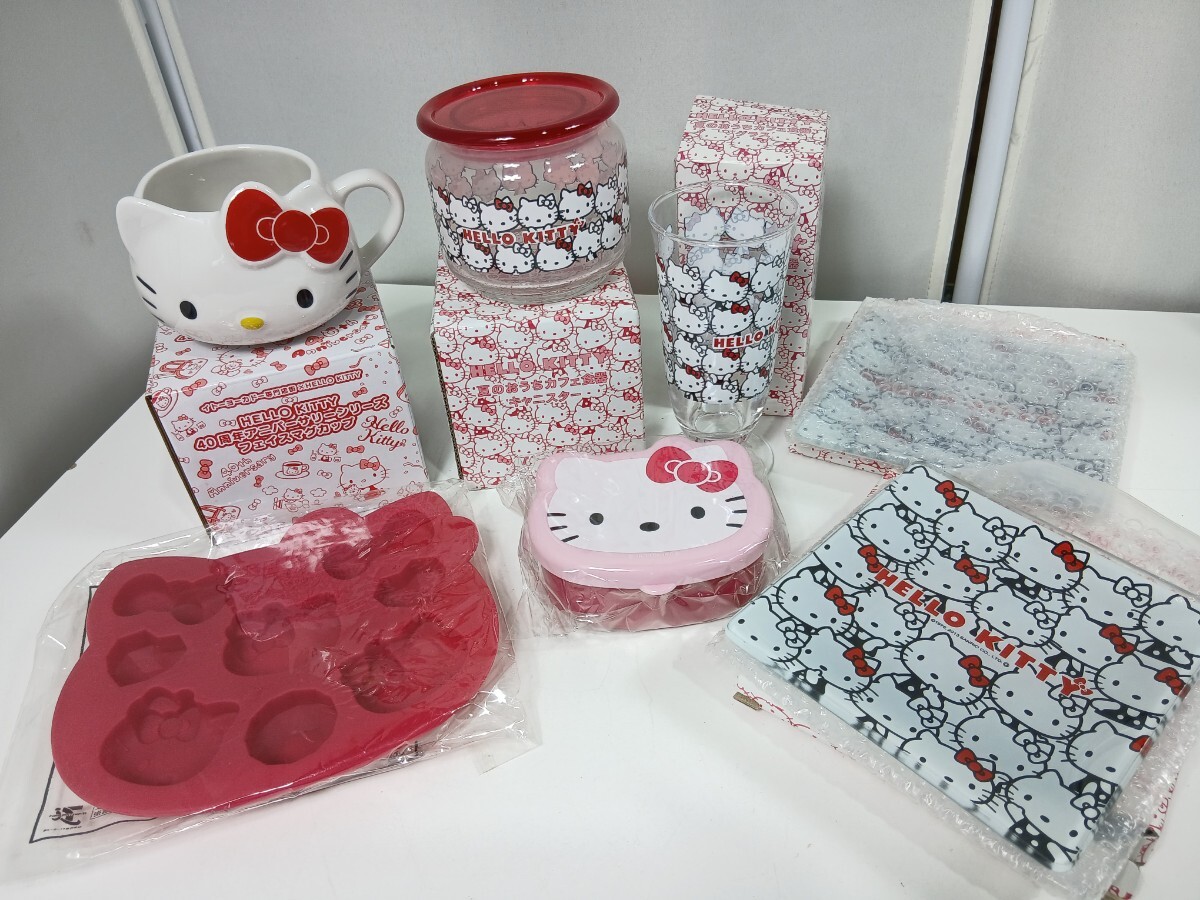 #1396 サンリオ ハローキティ マグカップ HELLO KITTY 食器 グラス キャニスター 保存用器 ７点セット/和歌山県にて引き取り大歓迎
