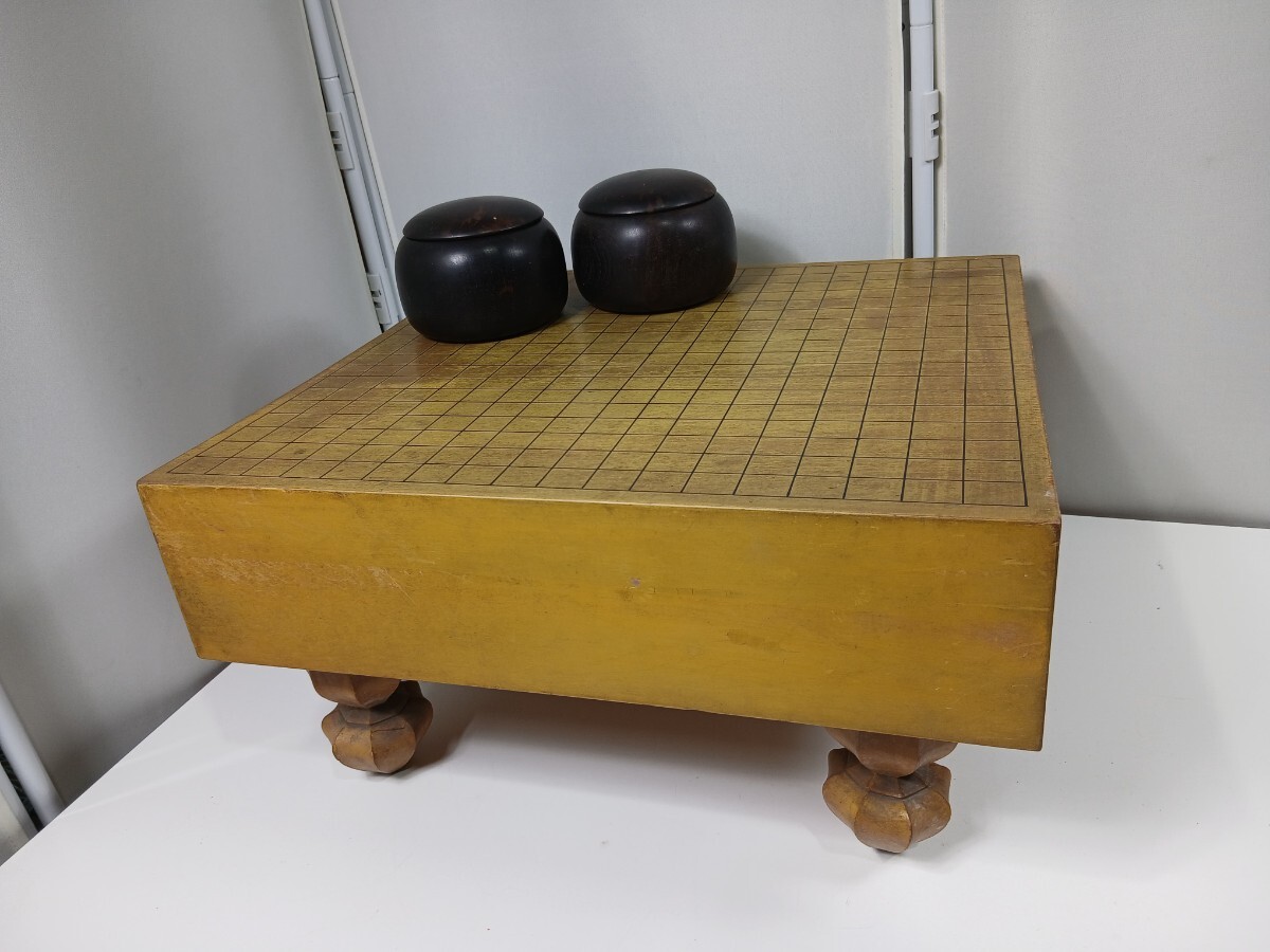 #1454y 高級 極厚 囲碁 囲碁盤 木製 碁石セット 碁盤 レトロ 脚付 ボードゲーム/和歌山県にて引き取り大歓迎