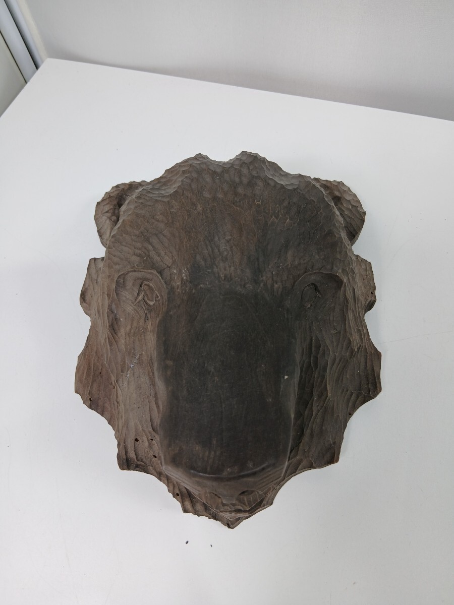 #1448y 木彫り 熊 クマ 彫刻 オブジェ 木製 壁掛け 置物/和歌山県にて引き取り大歓迎