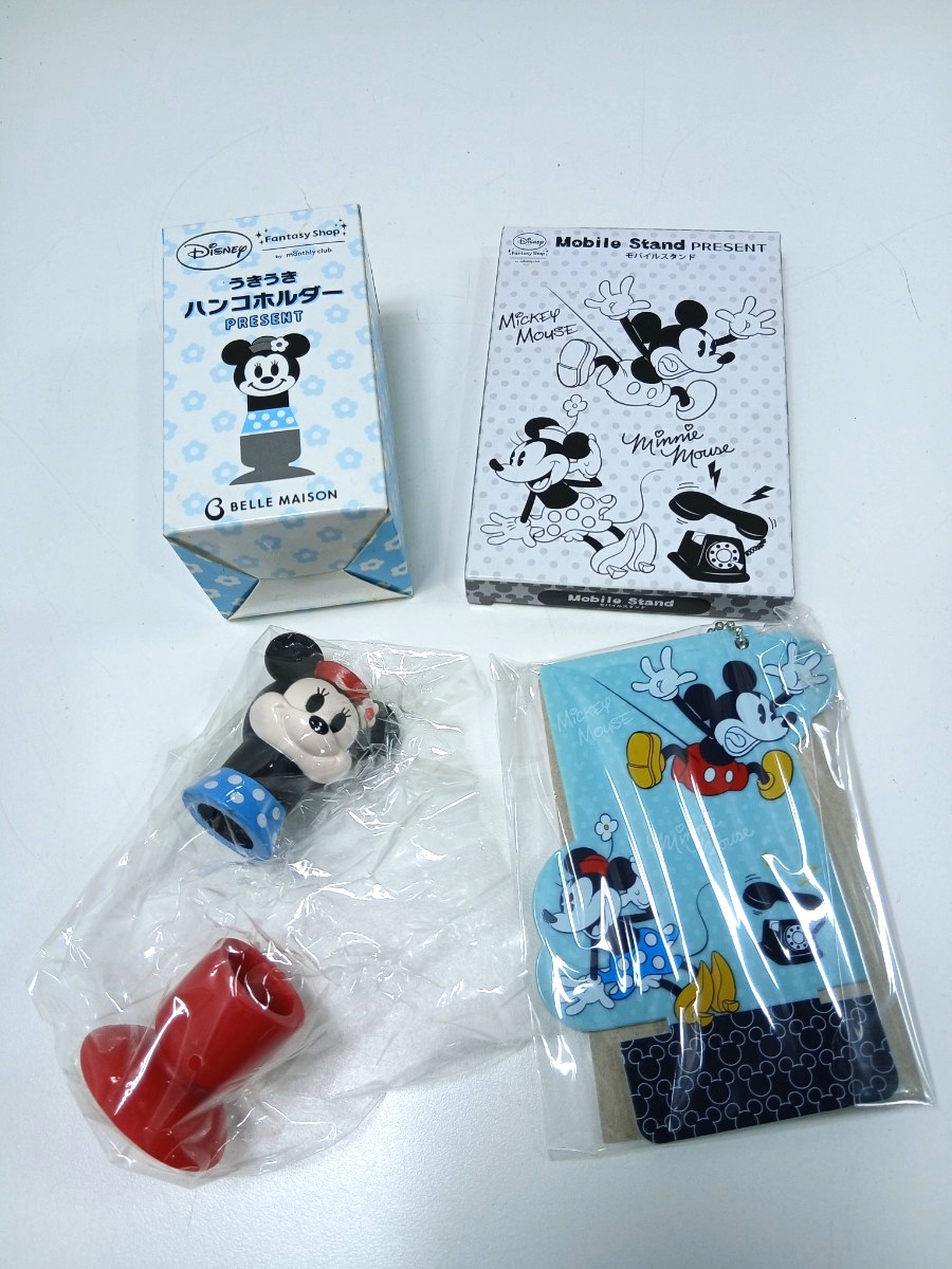 #1527 ディズニー ミッキー ミニー 雑貨 モバイルスタンド うきうきハンコホルダー ２点セット/和歌山県にて引き取り大歓迎