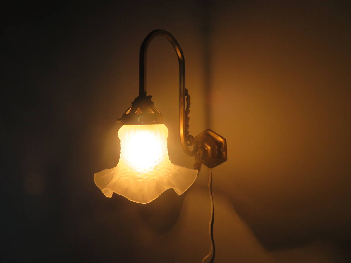 フランス フリルガラス ウォールランプ ライト ブラケット 海外球 通電確認済み