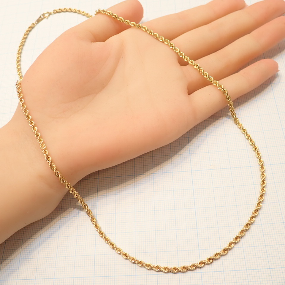 ■K18YG パイプロープチェーンネックレス 6.4g 55cm■中古美品■