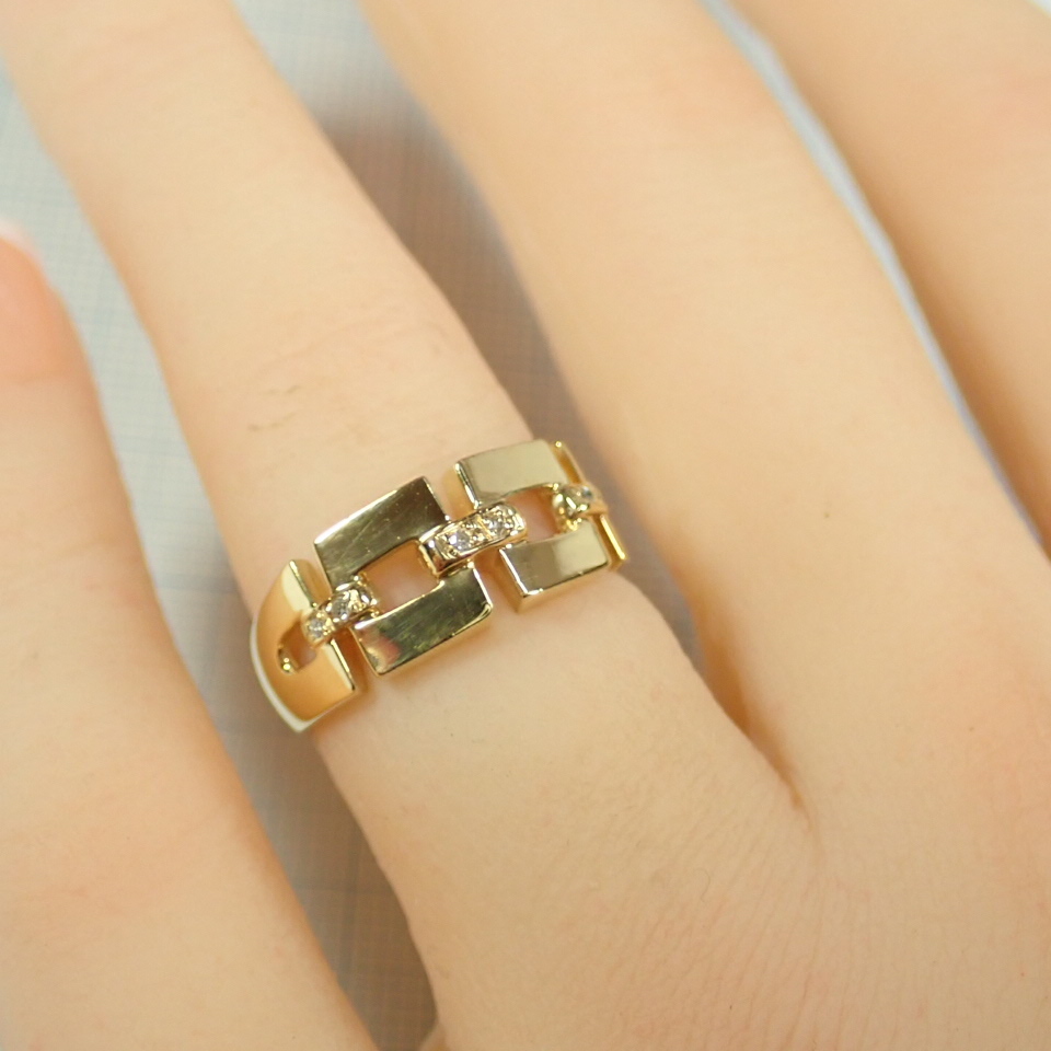 ■K18YG ダイヤモンドファッションデザインリング■指輪■10号 4.3g■中古磨き仕上げ■