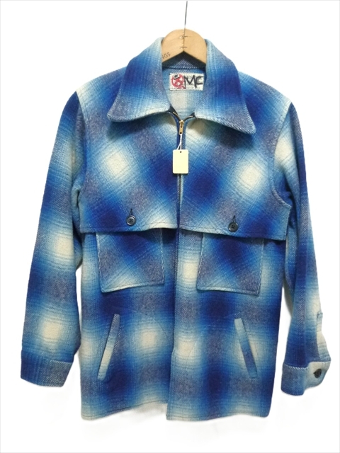 50’ｓ ビンテージ BLACK BEAR ジャケット M～L位 ダブルマッキーノ型 USA製 100％ウール 青系 オンブレチェック柄