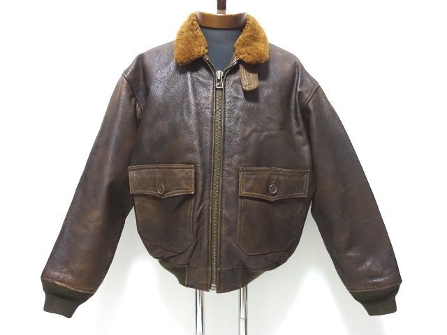 AVIREX 80s-90s vintage original U.S.NAVY G-1 FLIGHT JACKET S size / アビレックス フライトジャケット 革ジャン ヤレ感 メンズ