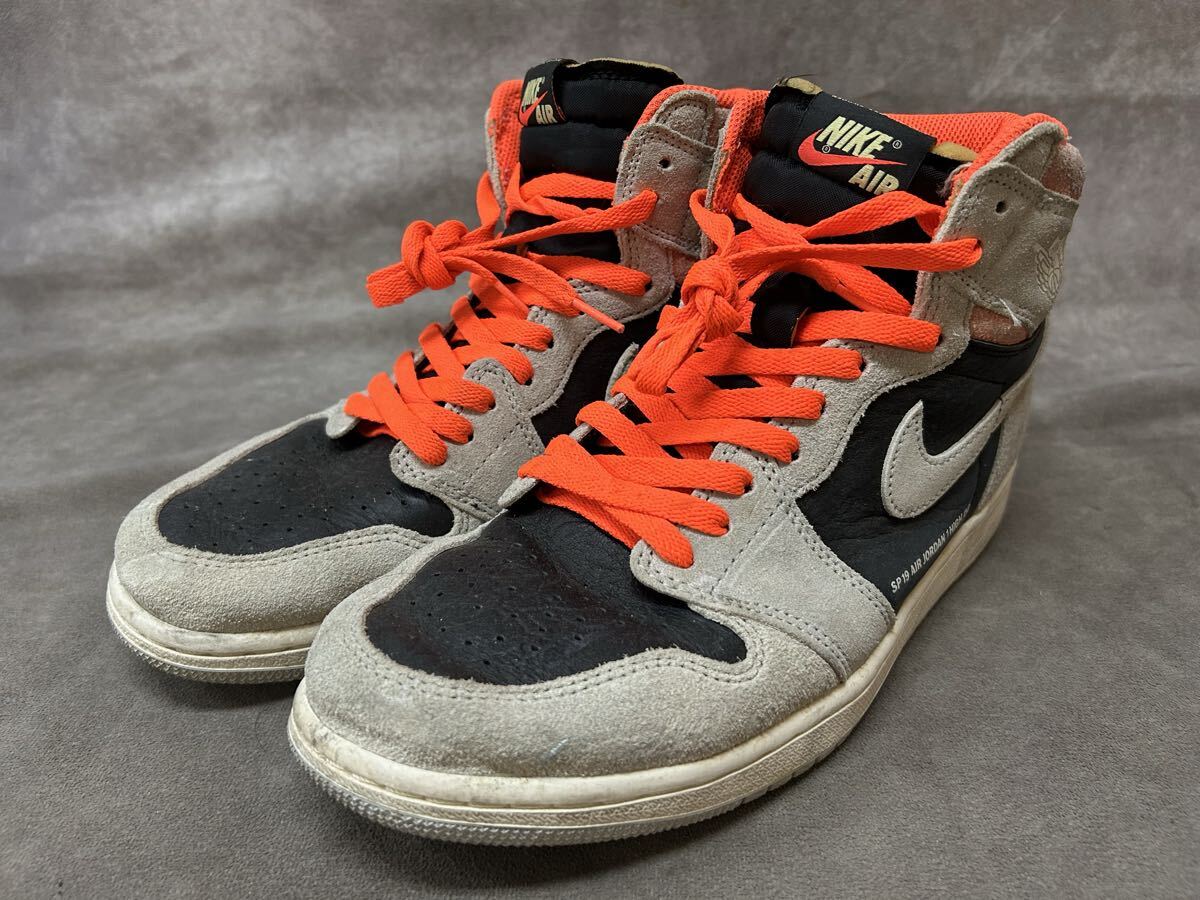 28cm AIR JORDAN 1 RETRO HIGH OG 555088-018 エア ジョーダン 1 レトロ ハイ OG ナチュラルグレー/ブラック 中古 スレ、痛み有