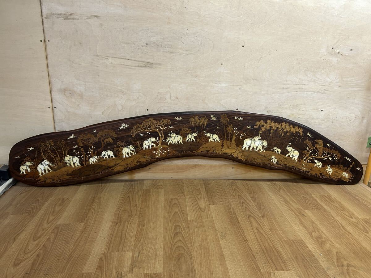 全長約180cm 木象嵌 壁飾り 一枚板 飾り オブジェ インテリア アンティーク 木製 置物 希少 大きい 大きな アジアン 直接引き取り可 奈良発