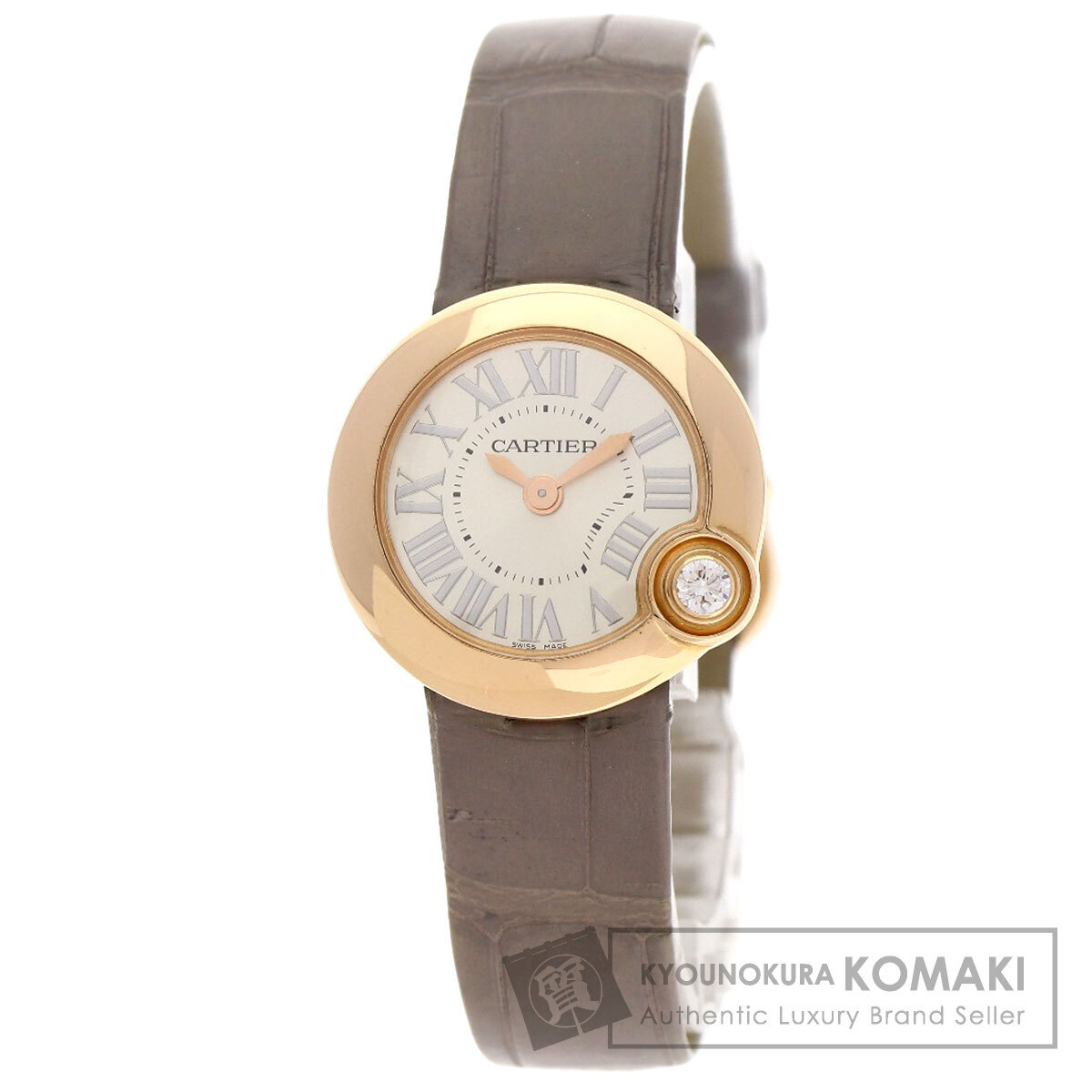 CARTIER カルティエ WGBL0004 バロン ブラン ドゥ カルティエ 26mm 腕時計 K18ピンクゴールド アリゲーター レディース 中古