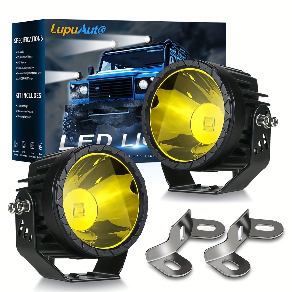2個セット 車用 LED ヘッドライト 黄色 イエロー オフロード 160W ランプ 12-24V フロント 30000lm 明るい LEDライト フォグライト t3827