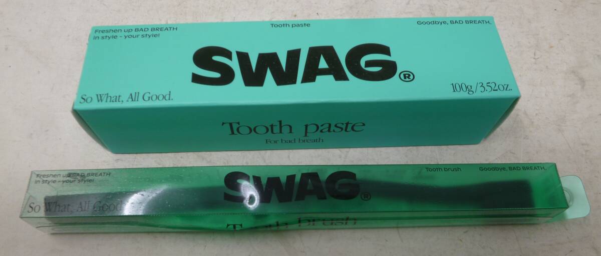 未使用 SWAG ホワイトニング 歯磨き粉 歯ブラシ1本付き [Y-176] 送料無料(北海道・沖縄・離島・佐川急便中継料金がかかる地域は除く)